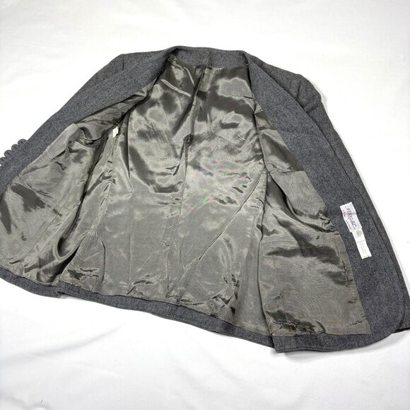 VTG Norgail LTD New York Gray 100% Wool Collarless Blazer Sport Coat Womens L - Picture 9 of 11